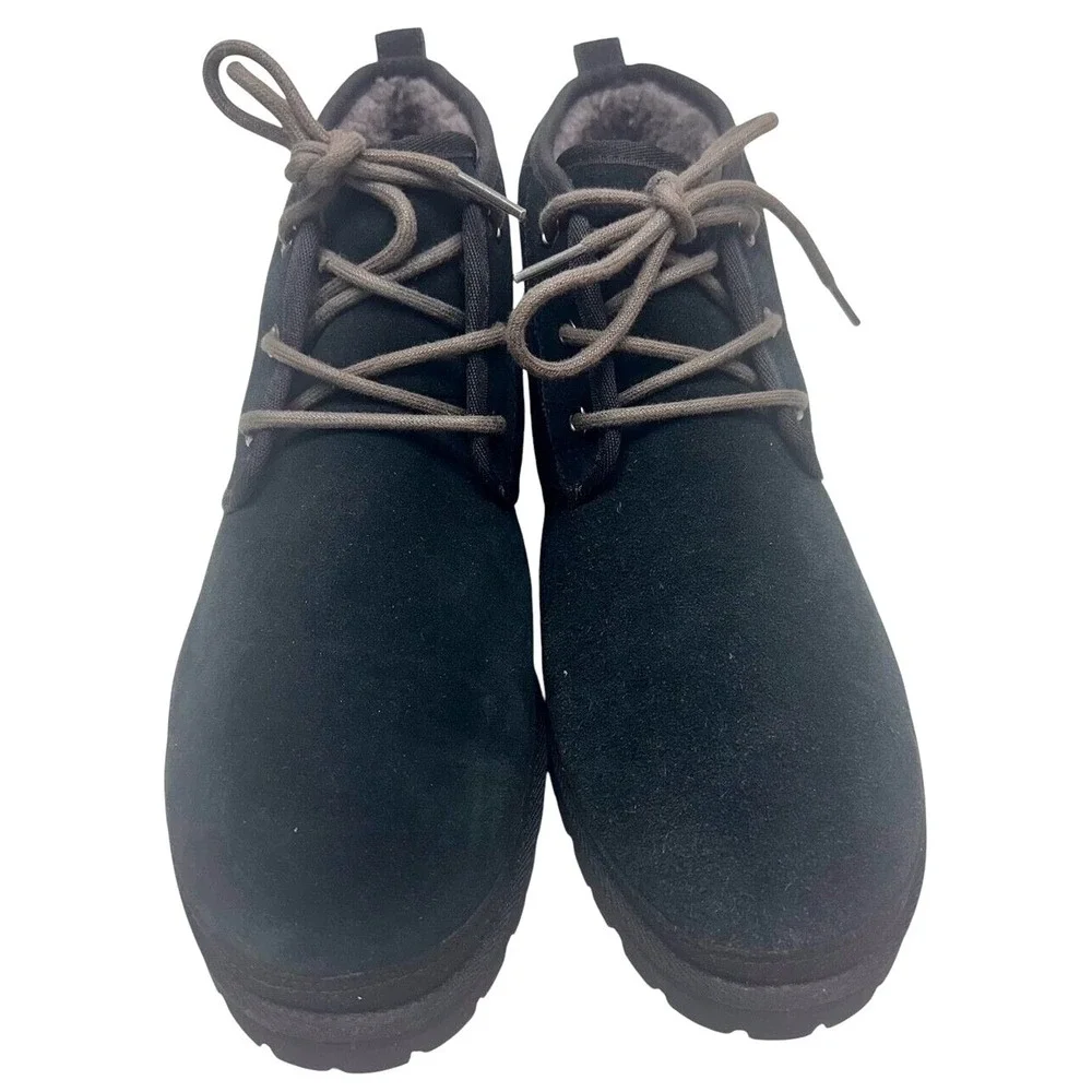 UGG Nealand Boots Black Suede Shearling Lined Lug Chukka Vibram Winter, Men's 13